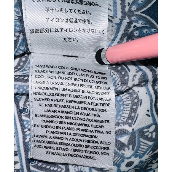 Guess Los Angeles XS Blue White Crochet Sleeveless Tank Top Button Front V Neck - Picture 7 of 7